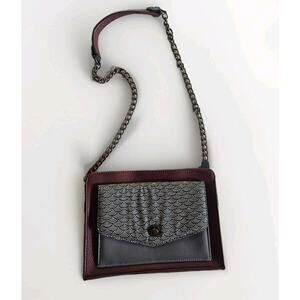 Burgundy BoeJack Design Crossbody Purse w Chain Strap & Pattern